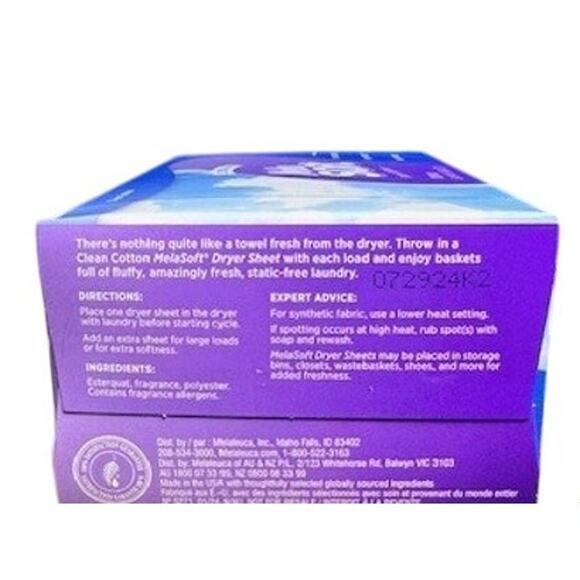 Melaleuca Ecosense Clean Cotton MelaSoft 16 oz Dryer Sheets-100 Sheets in Box - Picture 5 of 5